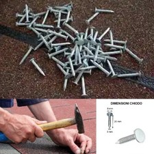 Chiodi zincati per fissaggio tegola canadese e guaina ardesiata bituminosa mm 20