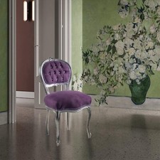 SEDIA IN LEGNO FOGLIA ARGENTO