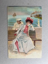 m) Cartolina donnina Liberty Art Nouveau ombrello a rilievo 