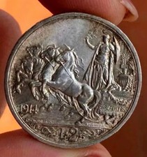 REGNO D'ITALIA 2 LIRE 1914 QUADRIGA FIOR DI CONIO BELLA PATINA ARGENTO SILVER