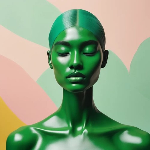 Color splash green female - color,
