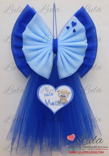 Fiocco nascita tulle - nascita, +