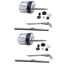 Coppia Motori Tergicristallo Acciaio Inox Kit Completo per Hot Rods Classici