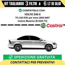 Tagliando per VOLVO S40 II T5 162 kw - 6 Lt di Castrol + 3 Filtri anno 2004-2007