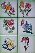 CERAMICA VIETRI MATTONELLE CM 15X15 DECORATE A MANO SERIE DA 6 PEZZI  