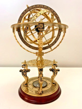 Mappamondo armillare nautico in ottone con bussola - grande