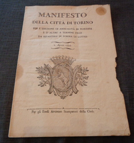 1795 manifesto della citta - della, di
