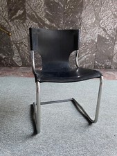 Sedia cantilever nr. 920 Mid-Century in pelle nera di Carlo Bartoli