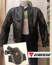 DAINESE GIUBBOTTO GIACCA MOTO in PELLE NERA con PROTEZIONI taglia 48/50
