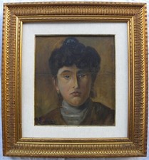 ALBERTINI (Italia XX secolo) Volto di donna Olio su cartone cm 35x30