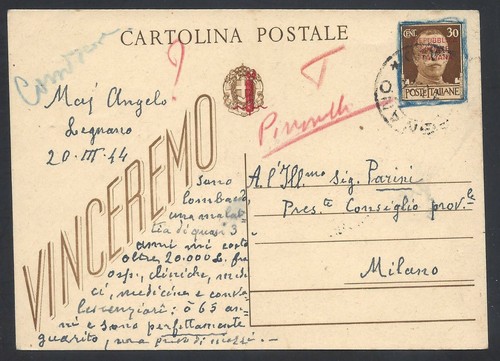 Storia postale rsi 1944 intero - rsi,