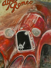 Acquarello dipinto originale Alfa Romeo 1750 Mille Miglia Gius Bacci Bologna