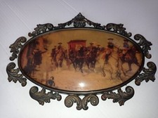 ?Cornice In Bronzo Stile Liberty Quadro Ovale Con Vetro Bombato 