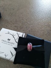 "TROLLBEADS" CHARM VETRO ROSA LAVORATO A MANO E ARGENTO BELLISSIMO! 