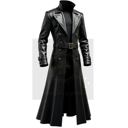 Black real leather - real, trench