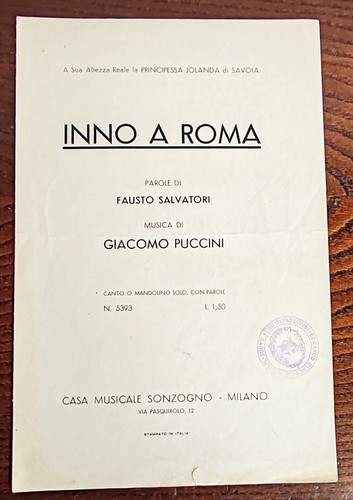 Spartito inno roma milizia - spartito, a