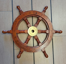 TIMONE LEGNO MASSELLO ø 46 Cm ARREDAMENTO MARINO CASA MARE VETRINE IDEA REGALO