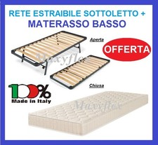 RETE LETTO ESTRAIBILE A SCOMPARSA ORTOPEDICA DOGHE SINGOLA CON RUOTE + MATERASSO