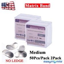100pz Matrici Dentali Metallo Sezionale Sagomata Matrice Ricarica Fascia Morbida Media