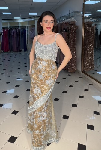 Abito lungo elegante oro - , e