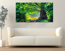 Quadro moderno Stampa solo Tela 120x60 cm. Albero Relax Paesaggio Verde Arredo