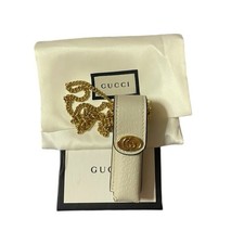 Collana porta rossetto Gucci in pelle bianca