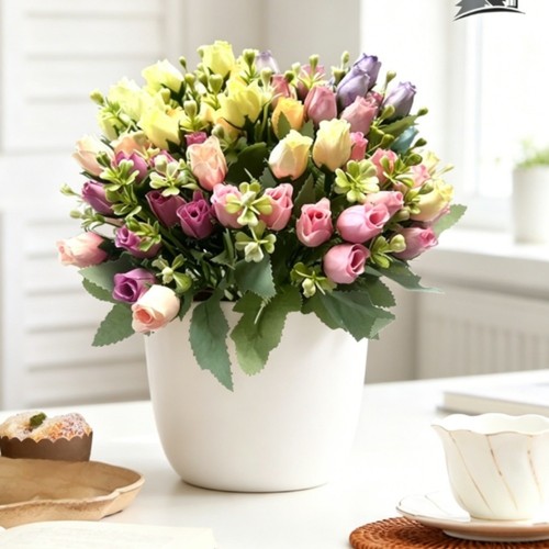 Bouquet rose artificiali 15 - rose,