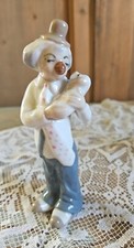CASADES PORCELLANA Spagnola  Simil Lladro Statuina Clown Con Cane 