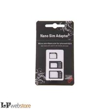 KIT 3in1 SCHEDA ADATTATORE NANO MICRO SIM UNIVERSALE PER SMARTPHONE E TABLET