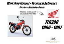 Honda TLR200 TLR 200 Manuale Officina Riparazione Servizio USB 1986 - 1987