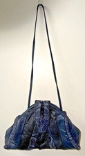 Borsa a mano in pelle blu e