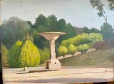 GIARDINO ITALIANO olio su legno inizio secolo, non firmato