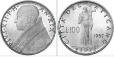 VATICAN CITY LIRE 100 POPE