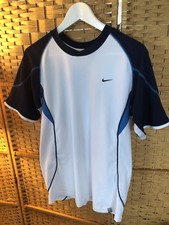VINTAGE Nike Shirt Mens S Andre Agassi Dri Fit Tennis White/Blue