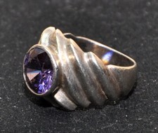 Anello donna vintage  Argento 925 con Ametista rosa sintetica 16 mm