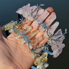 Diadema al quarzo tripla dea cristallo diadema strega copricapo elfo diadema fata corona