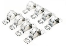 SET 8 MORSETTI GANCI CLIP A MURO DA 20 mm PER FISSARE TUBI E CANALINE TONDE 