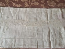 Lenzuolo Stupendo antico  matrimoniale  Puro Lino Ricamo A Mano Con Federe