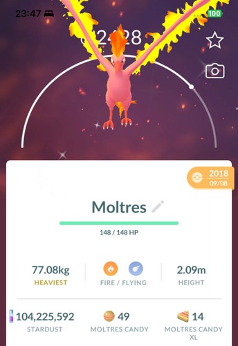 Shiny moltres year - year, levei