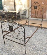 Letto singolo in ferro battuto dipinto epoca '800