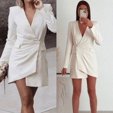 Zara Ecru Draped Blazer Dress