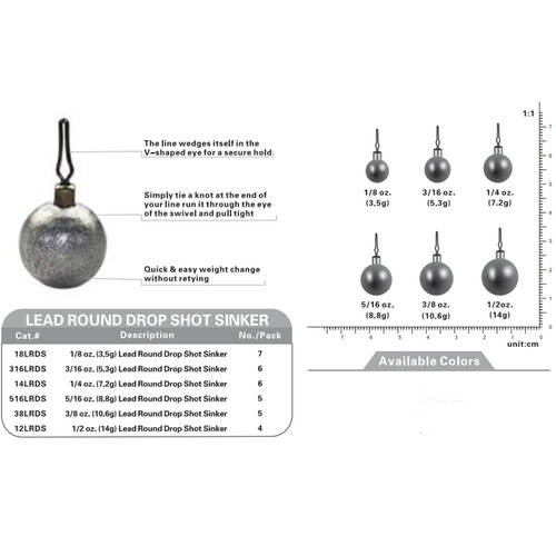Lead round drop shot - lead, sinkers