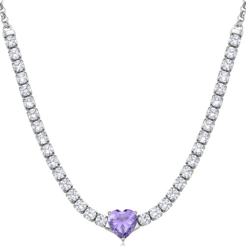 Collana tennis cuore viola - collana,