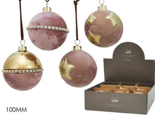 Palla vetro 100mm rosa velvet - vetro,