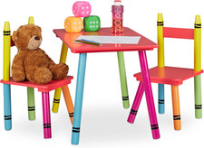 Set Tavolino E Sedie Bambine, Tavolo Basso Con 2 Sedioline, in MDF E Legno Di Pi