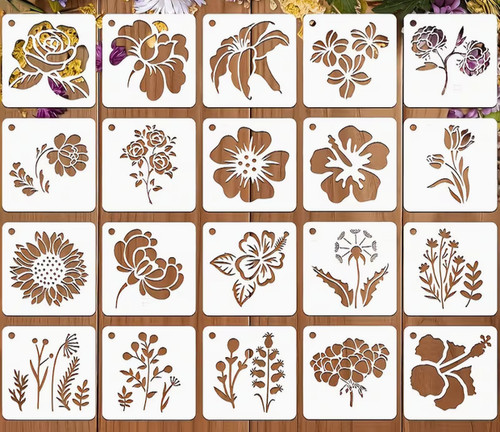 20pz mini stencil - 20pz, floreali