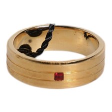 Anello DOLCE & GABBANA tono oro ottone cristallo rosso logo DG uomo US7,5 56mm 230usd
