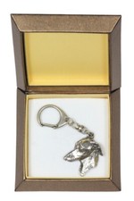 Levriero italiano - Portachiavi argentato con cane in confezione regalo, decoraz