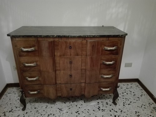 Cassettiera antica con marmo - cassettiera,