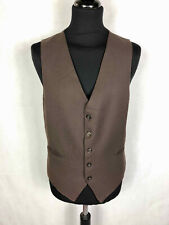 VINTAGE '70 Gilet Panciotto Uomo Pettinato di Lana Marrone Elegante Sz.M - 48